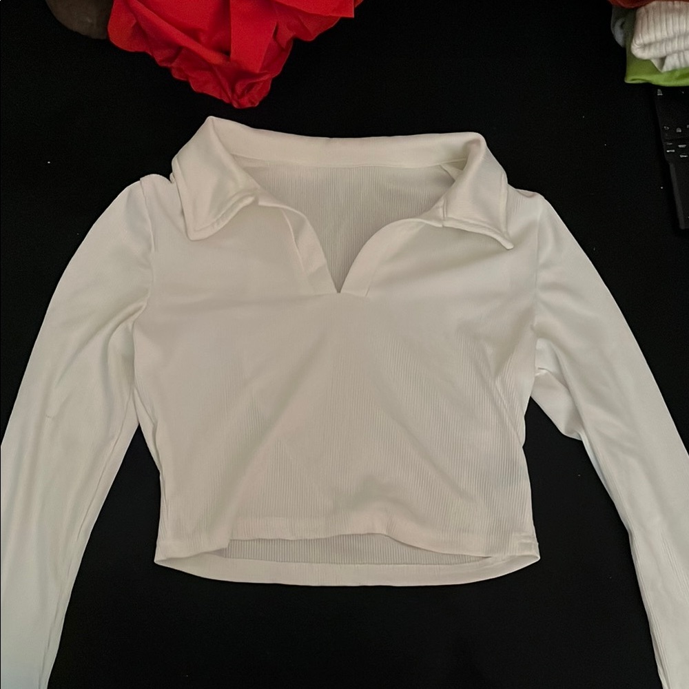Women's White Long Sleeve Top